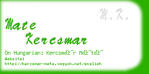 mate kercsmar business card